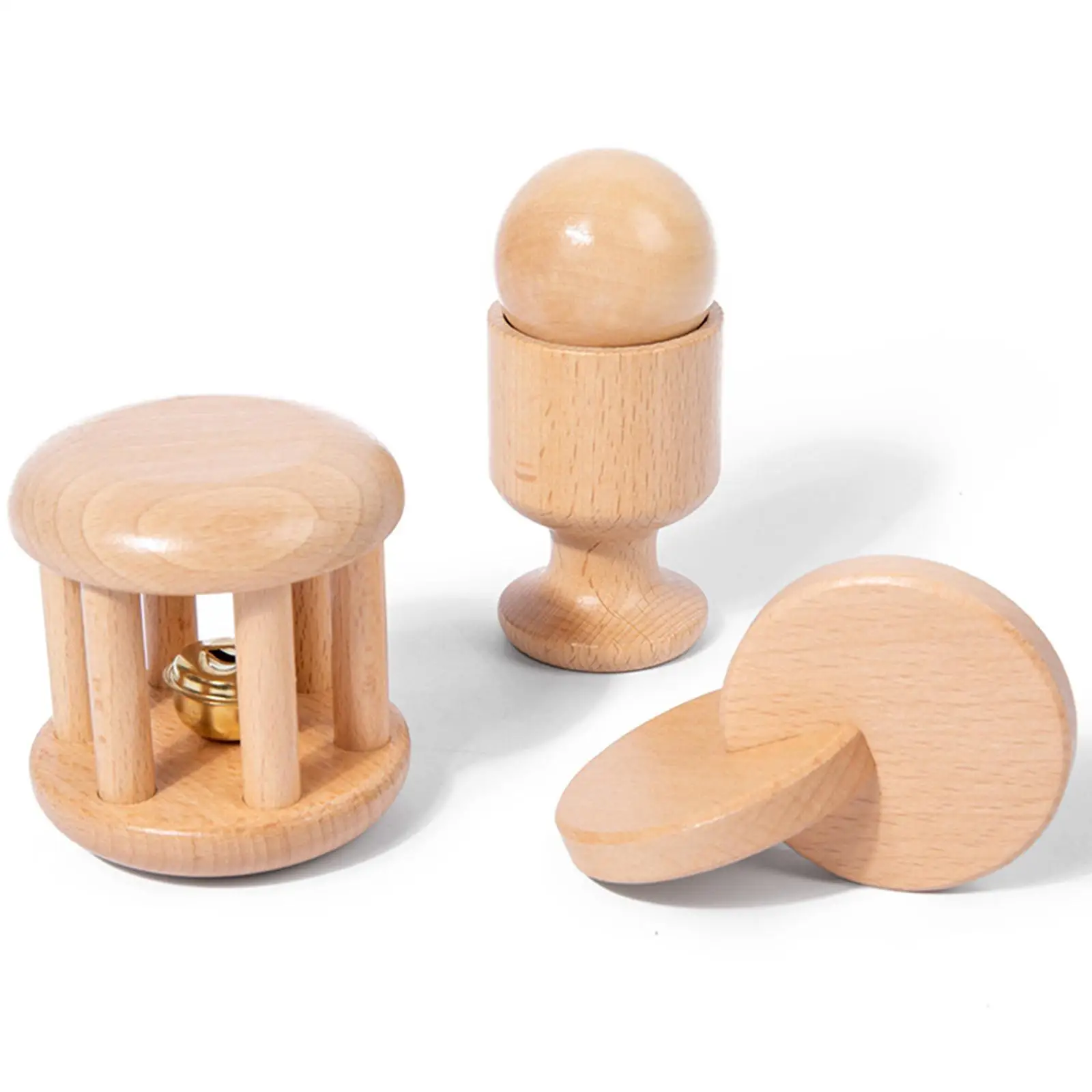 

6Pcs Wooden Baby Toys Grasping Wooden Rattle with Bell for Birthday Gift Thanks Giving Day Gift Party Favor Baby Shower
