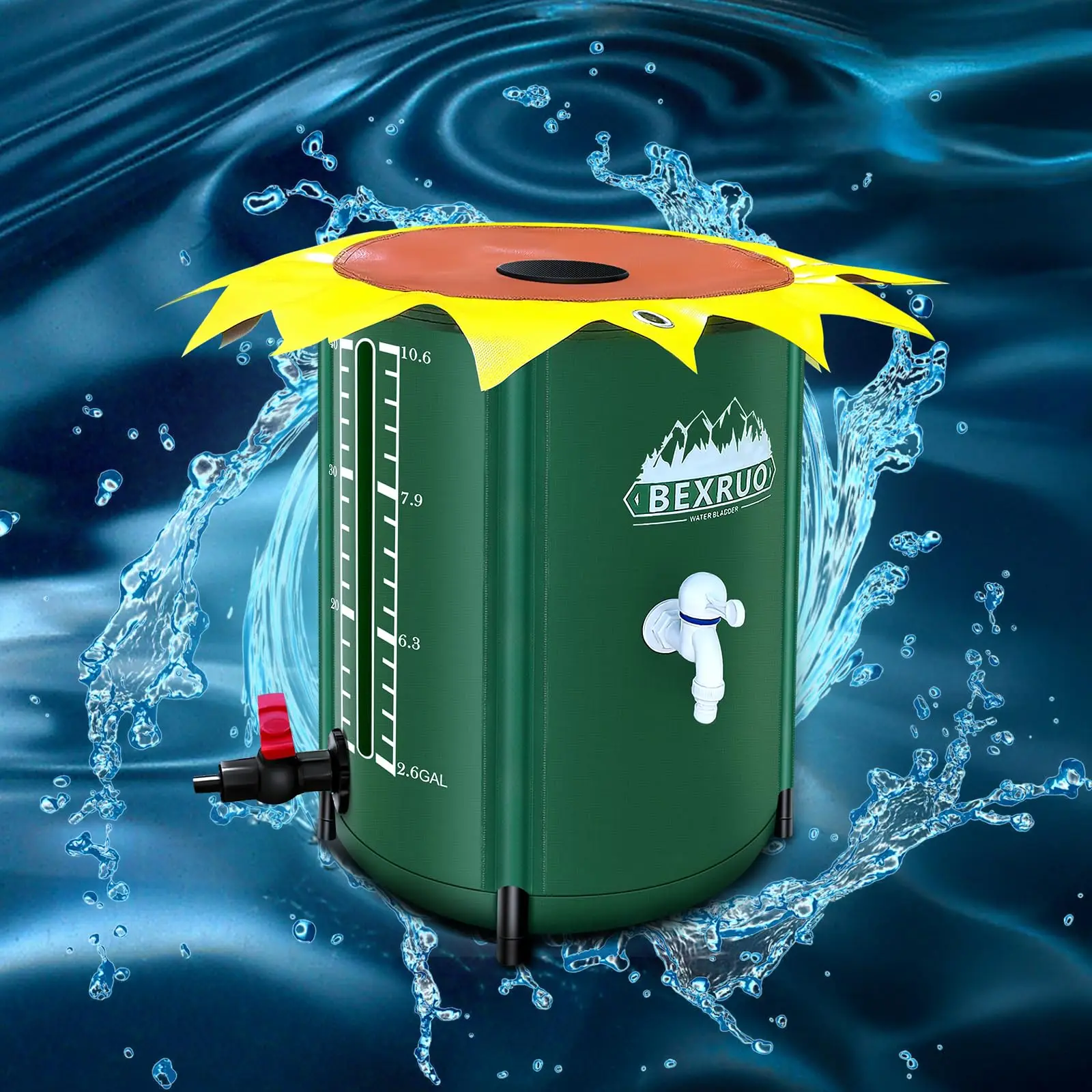 

Складная дождевая бочка, портативная дождевая бочка емкостью 26 галлонов/100 л, резервуар для воды, бочка для сбора дождевой воды из ПВХ с кранами