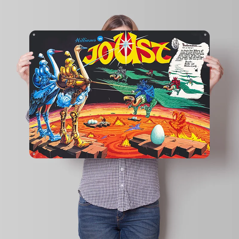 Joust Arcade Game 3D Texture Printed Poster Custom Vintage Metal Tin Plate Sign for Wall Art Living Room Decoration Man Bedroom