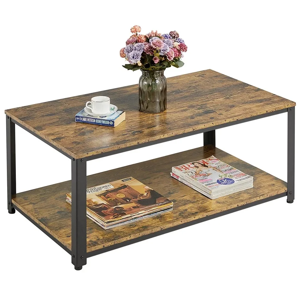 SmileMart Coffee Table with Storage Shelf for Living Room 2023