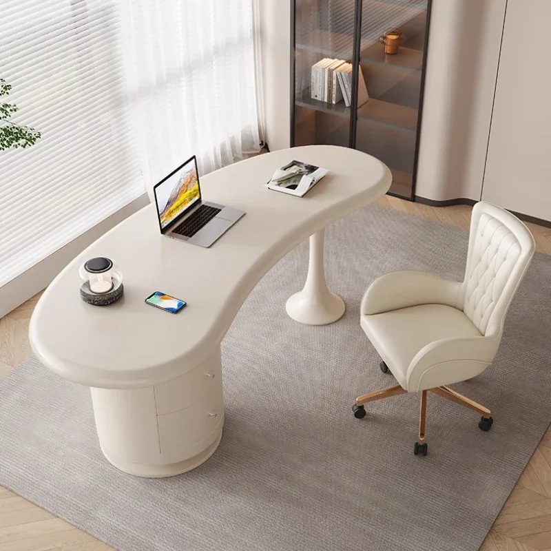 modern Premium Cream style solid wood desk small apartment household French light luxury designer advanced inductor computer