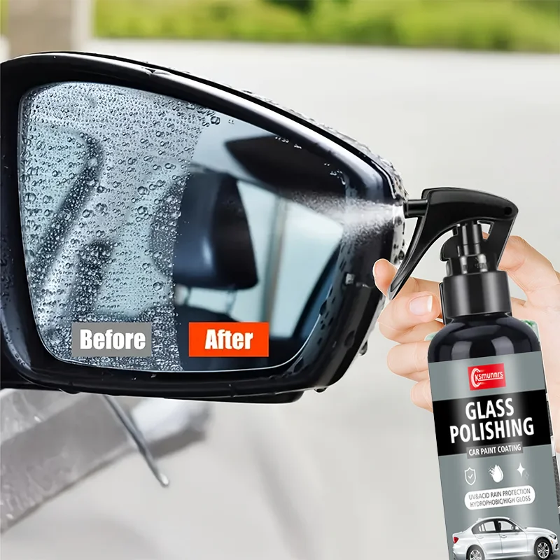 Rain repellent for car windshields and rearview mirrors, featuring a hydrophobic coating to polish the windshield/glass. The nan