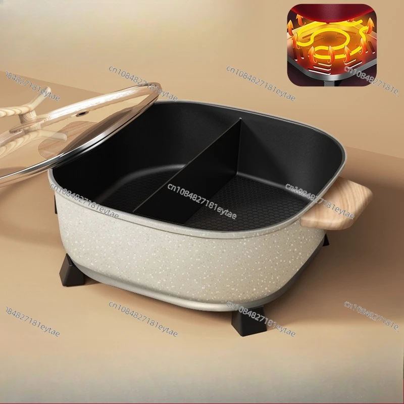 

Hot pot household large-capacity barbecue stir-fry mandarin duck multi-function and high-power three-flavor integration