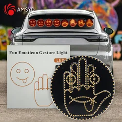 Car Funny Remote Control Facial Expression LED Light Rear Window Multi-function Warning Reminder Lamp Exterior Accessories