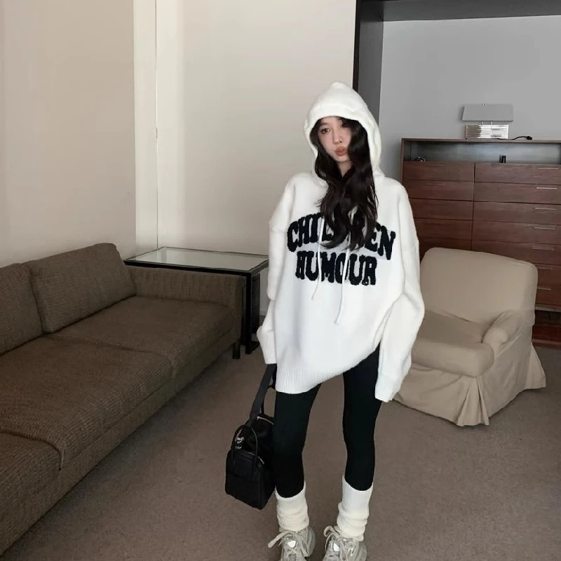 

Dongguan Daliang High-End Mid-Length Sweater No Pilling Thiened Lazy Sle Knitted Hoodie Women's Faion Winter 2025