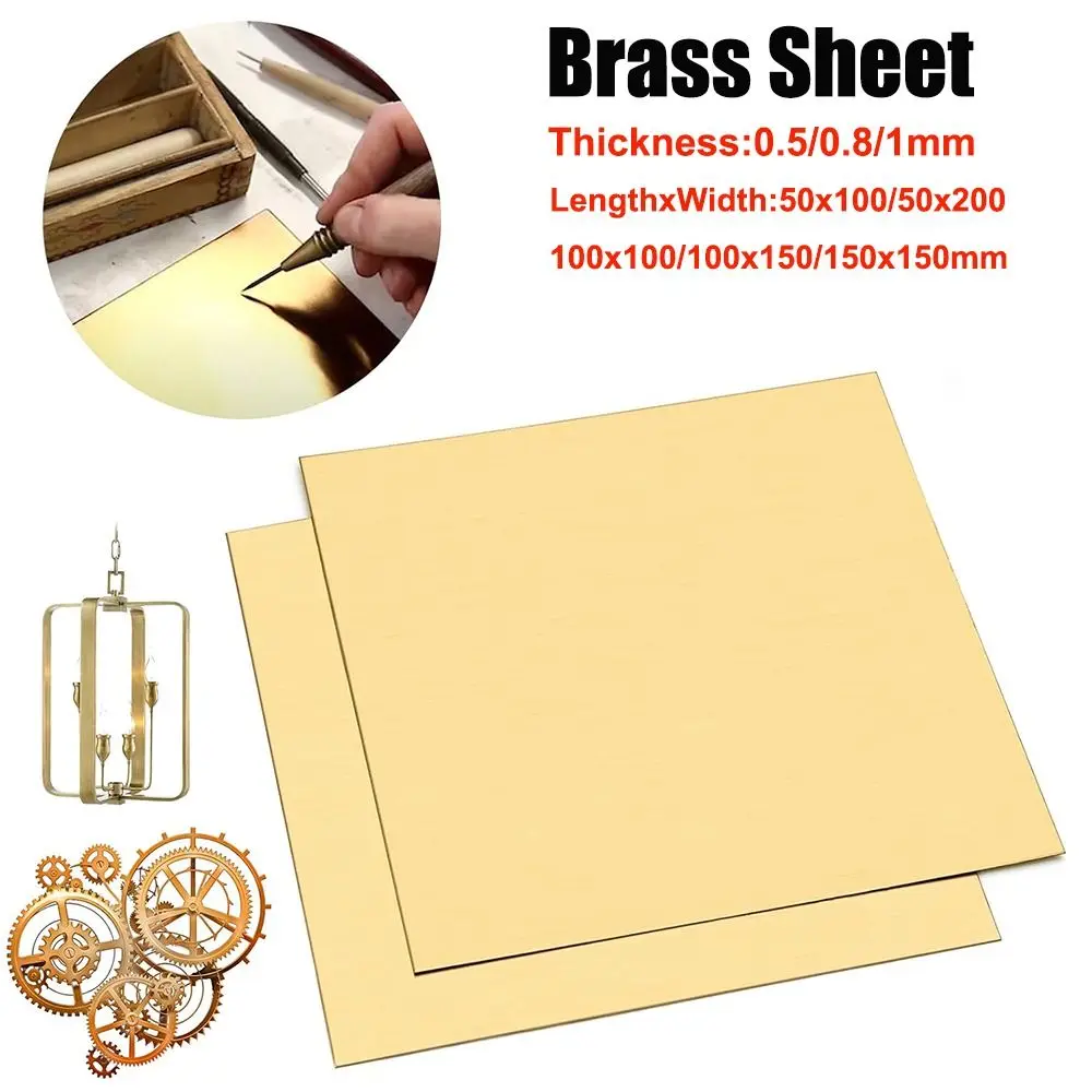 New Copper Brass Plate Sheet 0.5mm 0.8mm 1mm Brass Plate Multiple Sizes Contruction Brass Pad Useful DIY Model