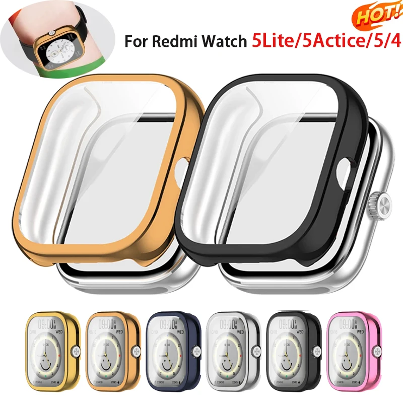 Screen Protector Case Soft TPU All-Around Protective Bumper Cover Shell for Redmi Watch 5 Lite/5 Active Case for Redmi Watch 4/5
