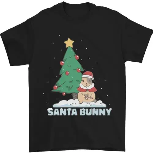 Funny Christmas Santa Bunny Mens T-Shirt 100% Cotton