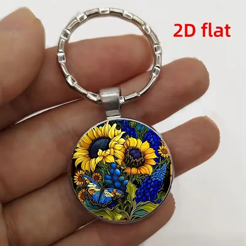 keychain sunflower for Car Keys Life Is Always Sunny Key Chains for Women Yellow Flower Key Holder Jewelry Accessories