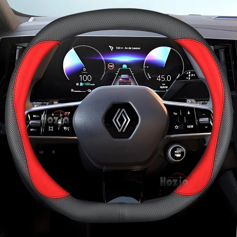 

Leather Car Steering Wheel Cover for Renault Scenic E-Tech EV 2022 2023 2024 Non-slip Auto Interior Accessories