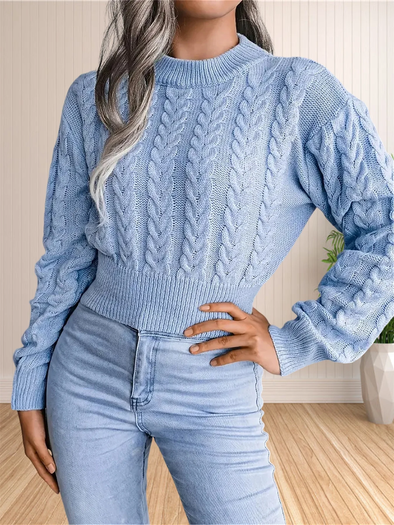 سترة نسائية محبوكة بأكمام طويلة ، طراز إنز ، توب غير رسمي ، الخريف ، الخريف ، الشتاء #3