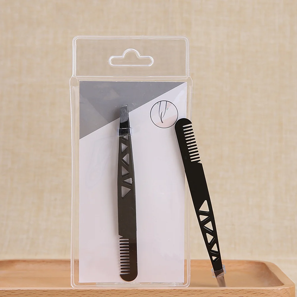 Pince à épiler premium 2 pièces en acier inoxydable, double usage, avec peigne pour une épilation précise, légère et portable, pour le maquillage