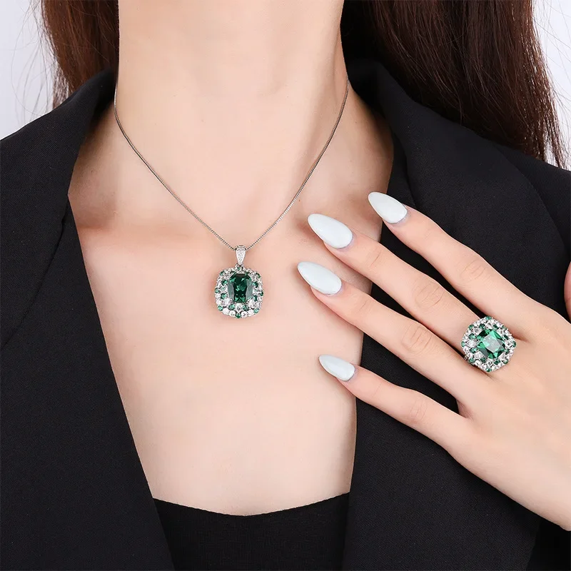 

Ювелирный набор из серебра S925 с позолотой 18К и платиной PT950, с цветными бриллиантами в форме квадрата, женский, с основным камнем