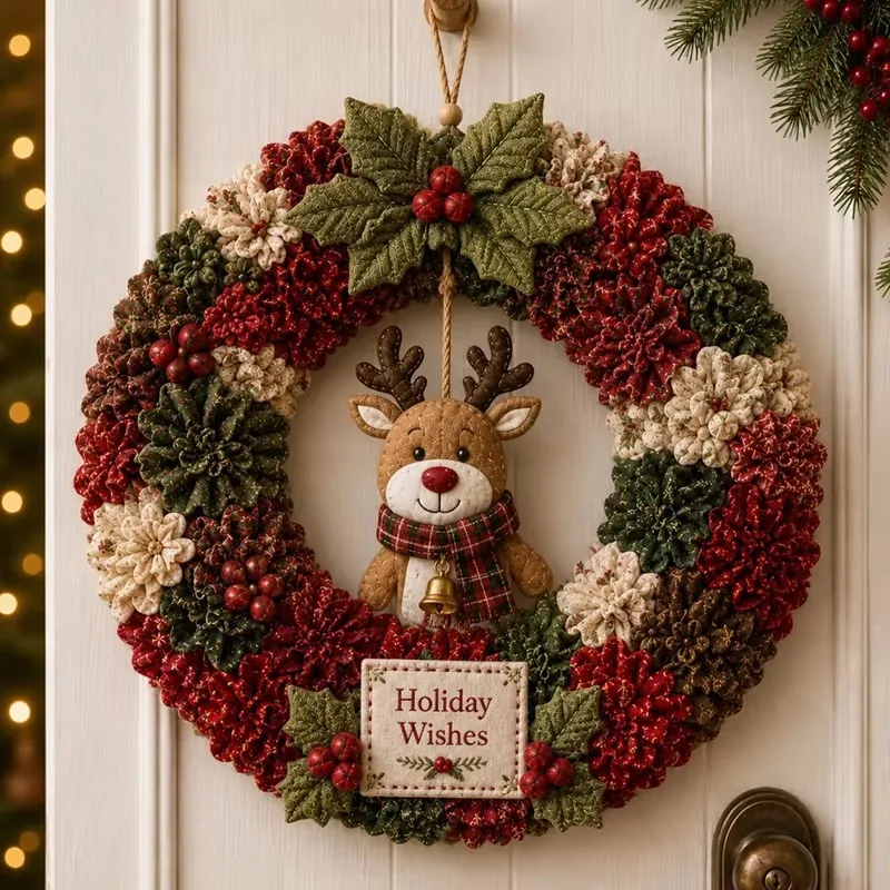 3D Christmas Fabric Poke Art Kit No-Sew Christmas Craft Holiday Door Decor Holiday Family Craft Art Kit Christmas Gift - view 2