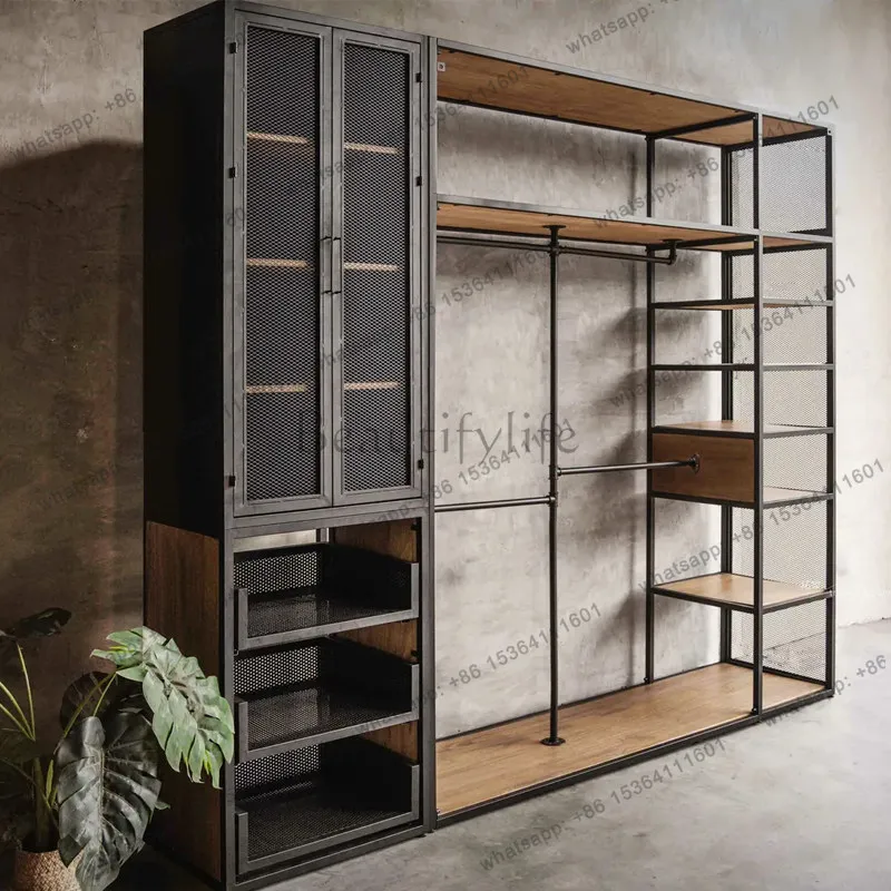 Metal Cheap Wardrobes Black European Decoration Adult Bedroom Wardrobes Space Saving Storage Armadio Guardaroba Furniture Home
