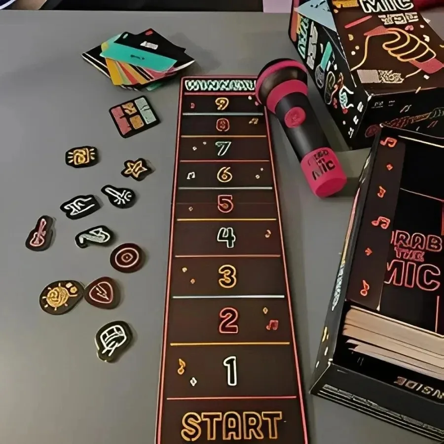 Exciting Grab The Mic The Family Karaoke Game 2-10Players Board Game for Bad Singers 125Lyric Cards Singer Game For Family Party