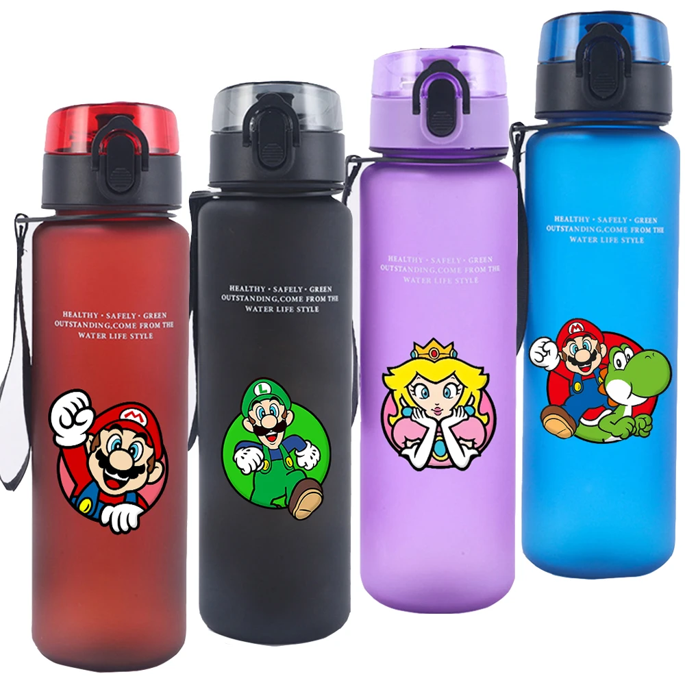 

650ml Super Marios Sport Water Bottle Luigi Peach Kids Summer Drink Bottles Girl Boy Outdoor Leak-proof Plastic Drinking Cups