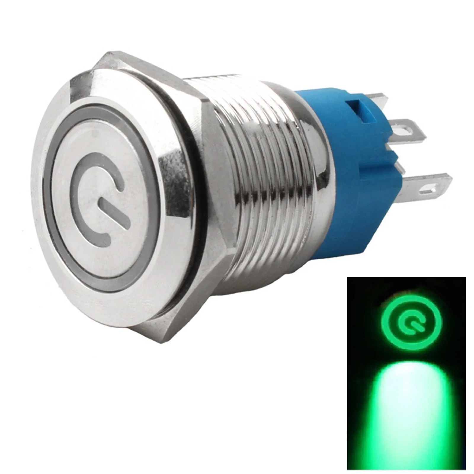 金属ボタンスイッチ バンダルプルーフ 19mm ステンレス鋼 プッシュボタンスイッチ LED 12V セルフロック付き (113 文字)
