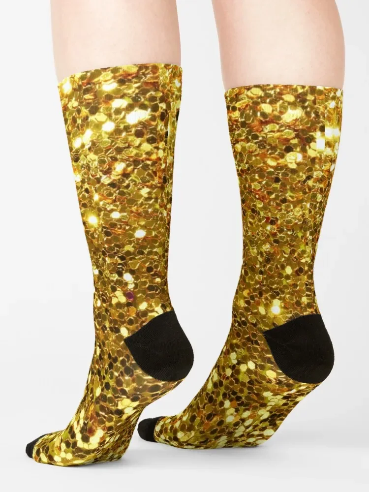 Gold Sequin effect Socks loose with print Socks Men's Women's