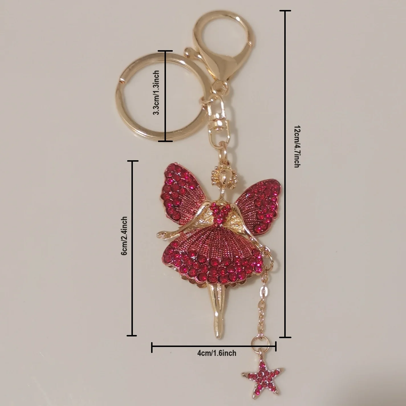 Butterfly Fairy rhinestone Pendant Keychain Ballet Girl Angel Car Pendant