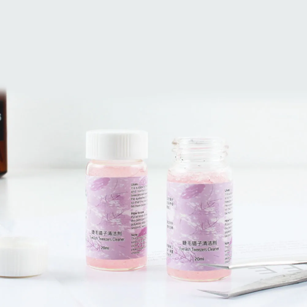 2 個 20 ミリリットルまつげエクステンションピンセット接着剤リムーバー再利用可能で実用的なクリーン接着剤まつげエクステンションピンセットクリーナー