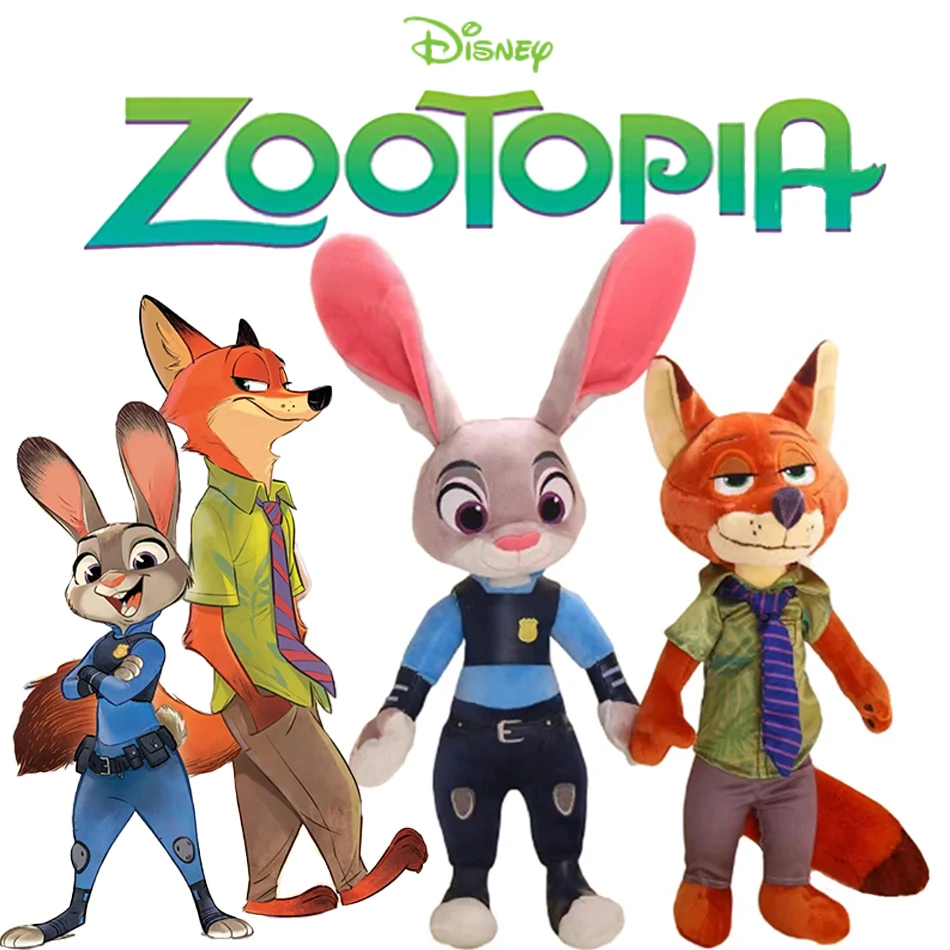 

40-50Cm Disney Zootopia Character Nick Wilde Judy Hopps Cartoon Cute Toy Doll Model Birthday Christmas Gift for Children Friends