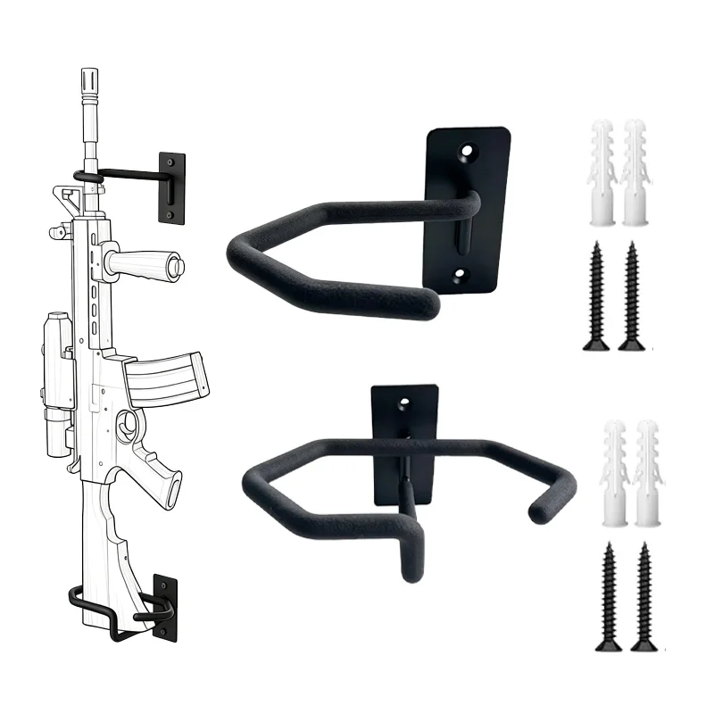 Heavy Duty Steel Gun Rack Wall Mount,with Barrel Holder and Stock Rest,Gun Display Stand for Closet,matte Padding,for Display