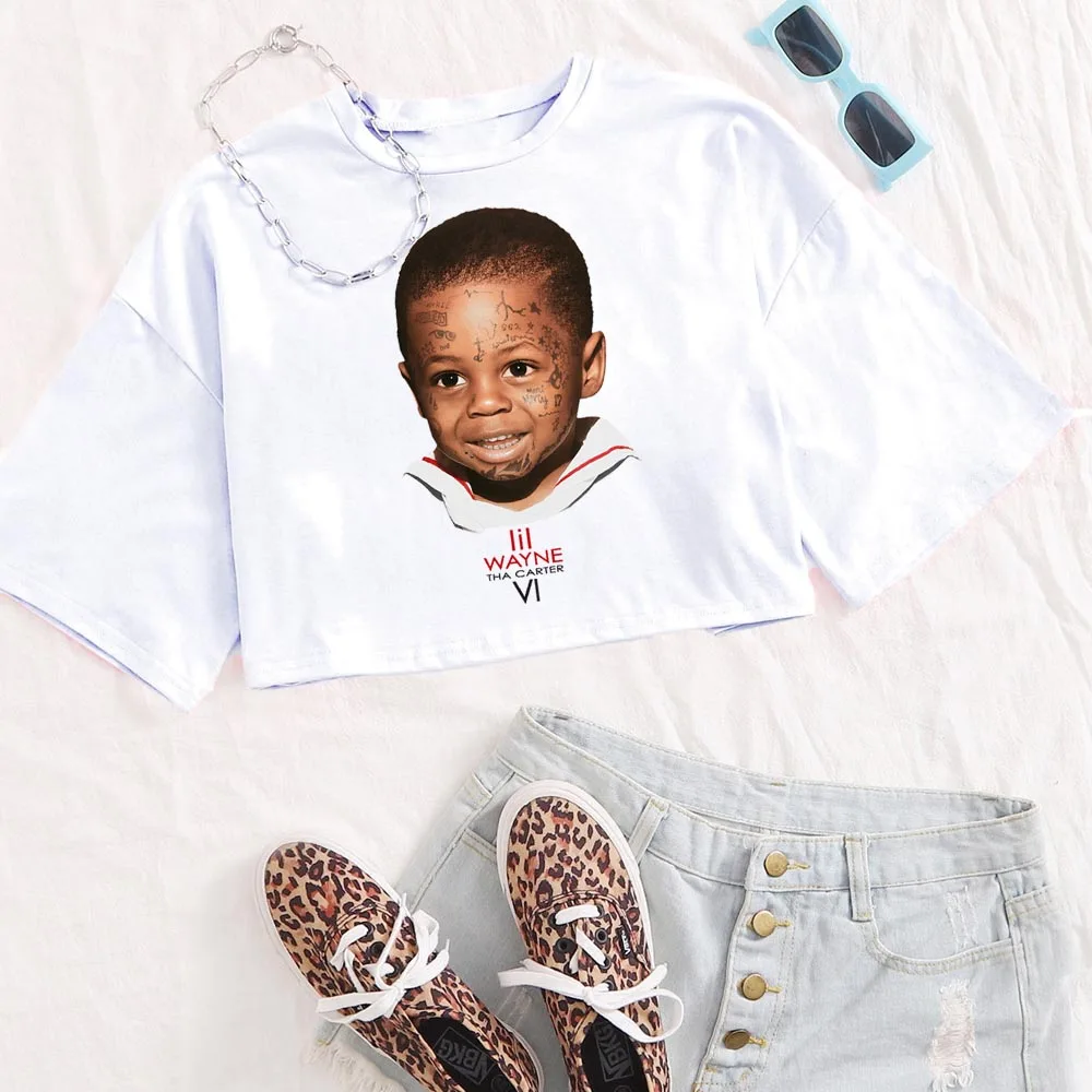 

Lil-Wayne Tha Carter Shirt Women O-Neck Short Sleeves Crop Tops T-shirt Fans Gift
