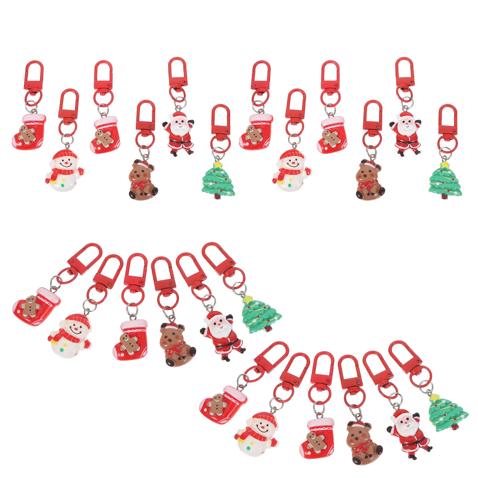 24 قطعة مجموعة حلقات المفاتيح عيد الميلاد: ثلج الرنة الزنجبيل رجل سانتا المفاتيح 2.71X0.79X0.28In عطلة سحر عيد الميلاد تخزين الحفلات #3