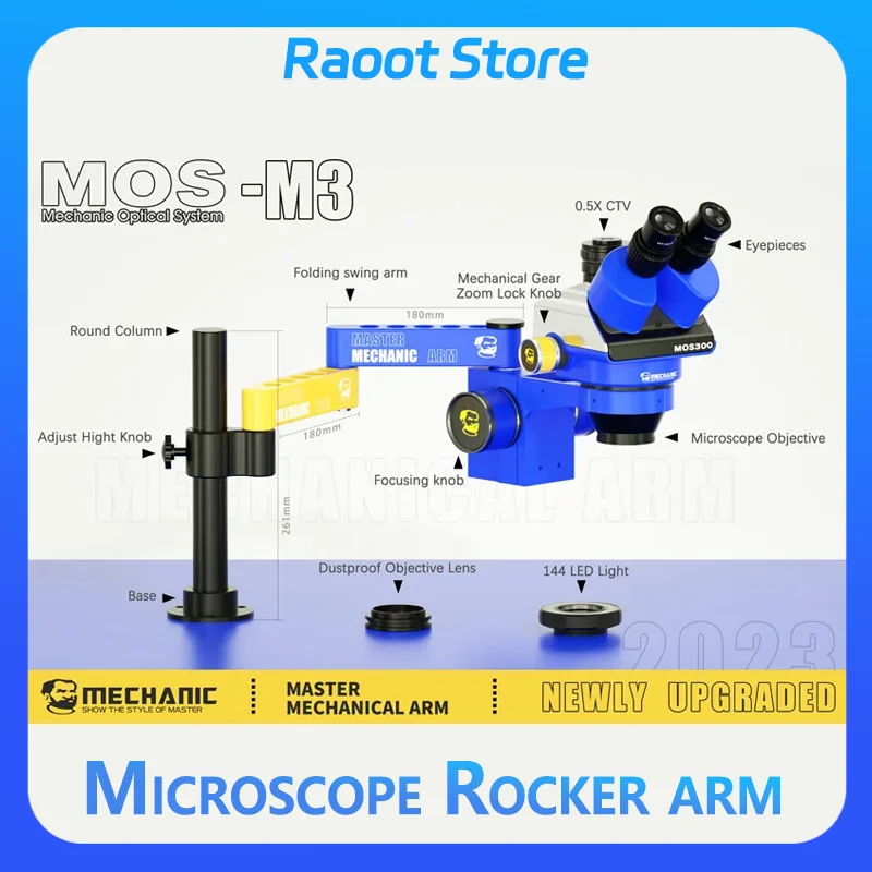 

MECHANIC M3/M2 Microscope Rocker Arm 360° Rotation Adjustable Aluminum Alloy Telescopic Folding Column Universal Bracket