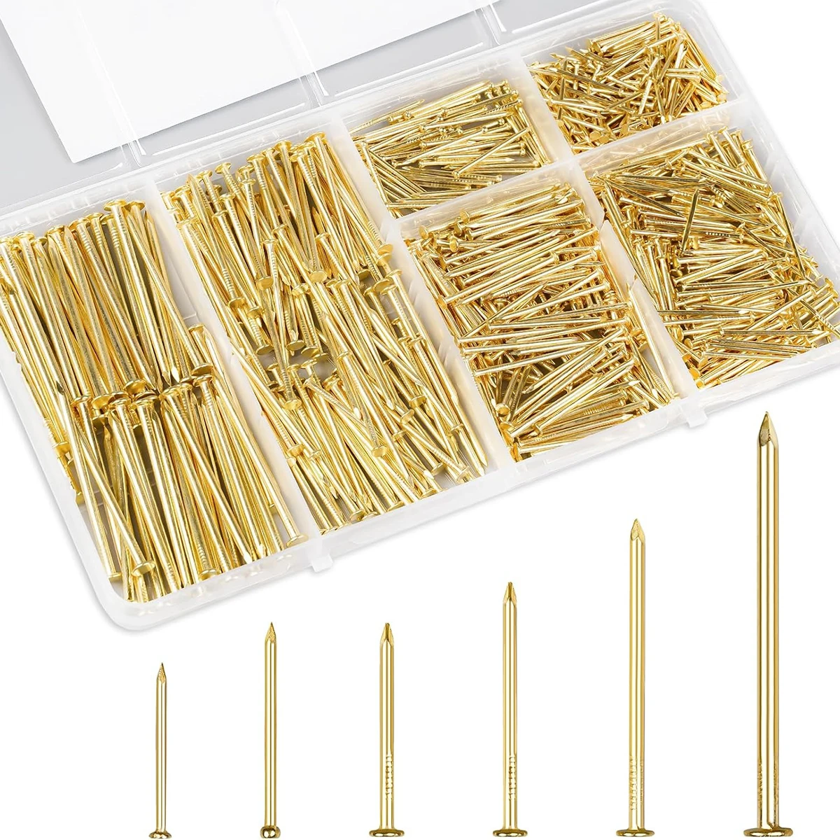 140/700pcs Hardware Nails Assortment Kit,6 Sizes Nails for Hanging Pictures, Finishing Nails, Wood Nails, Wall Nails Hanging