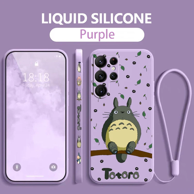 S-Studios G-Ghiblis Art Movie Cute For Samsung Galaxy S25 S24 S23 S22 S21 S20 Ultra Plus FE 5G Liquid Left Rope Phone Case