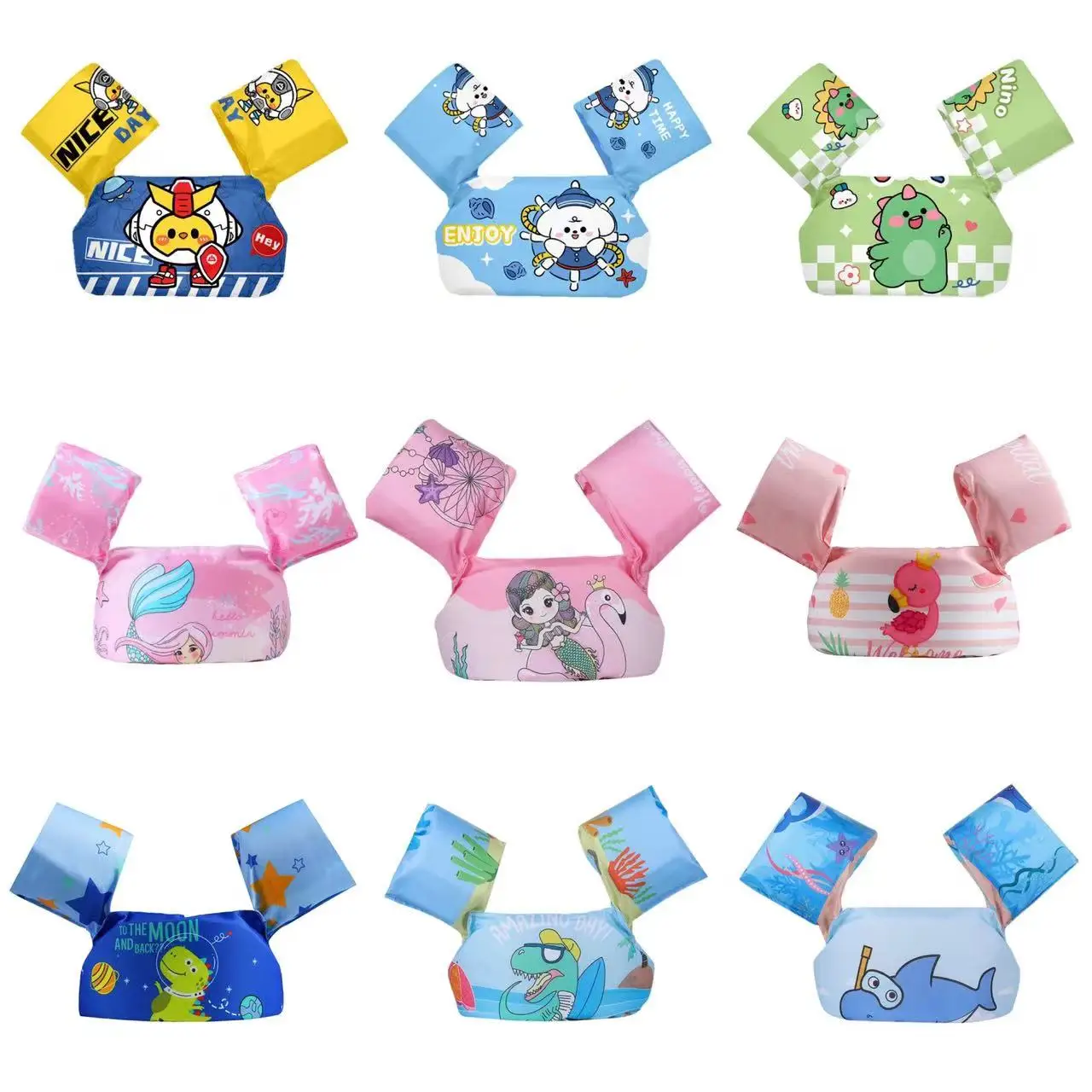 Baby Float Cartoon Arm Sleeve Swimsuit Foam Safety Adjustable Life Jacket Swimming Training Floating Pool Float Swimming Ring