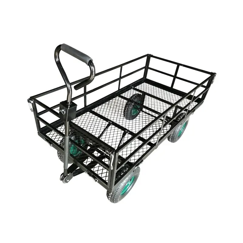 Four Wheel Flat Trailer Household Trolley  Transport Truck Small Pull Truck Gardening Luggage Trolleys Foldable Hand Cart