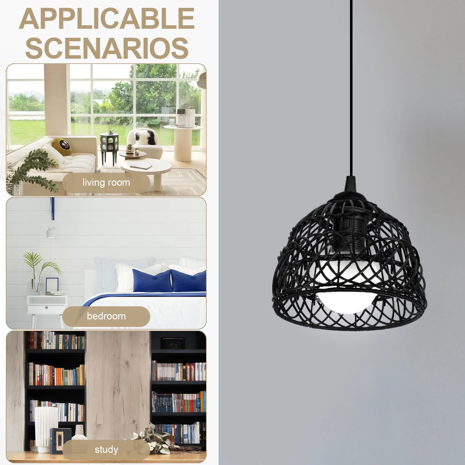 

Абажур из искусственного ротанга, тканый подвесной абажур, сменная крышка, подвесной светильник, декоративный потолок, деревенский домашний бар, ресторан