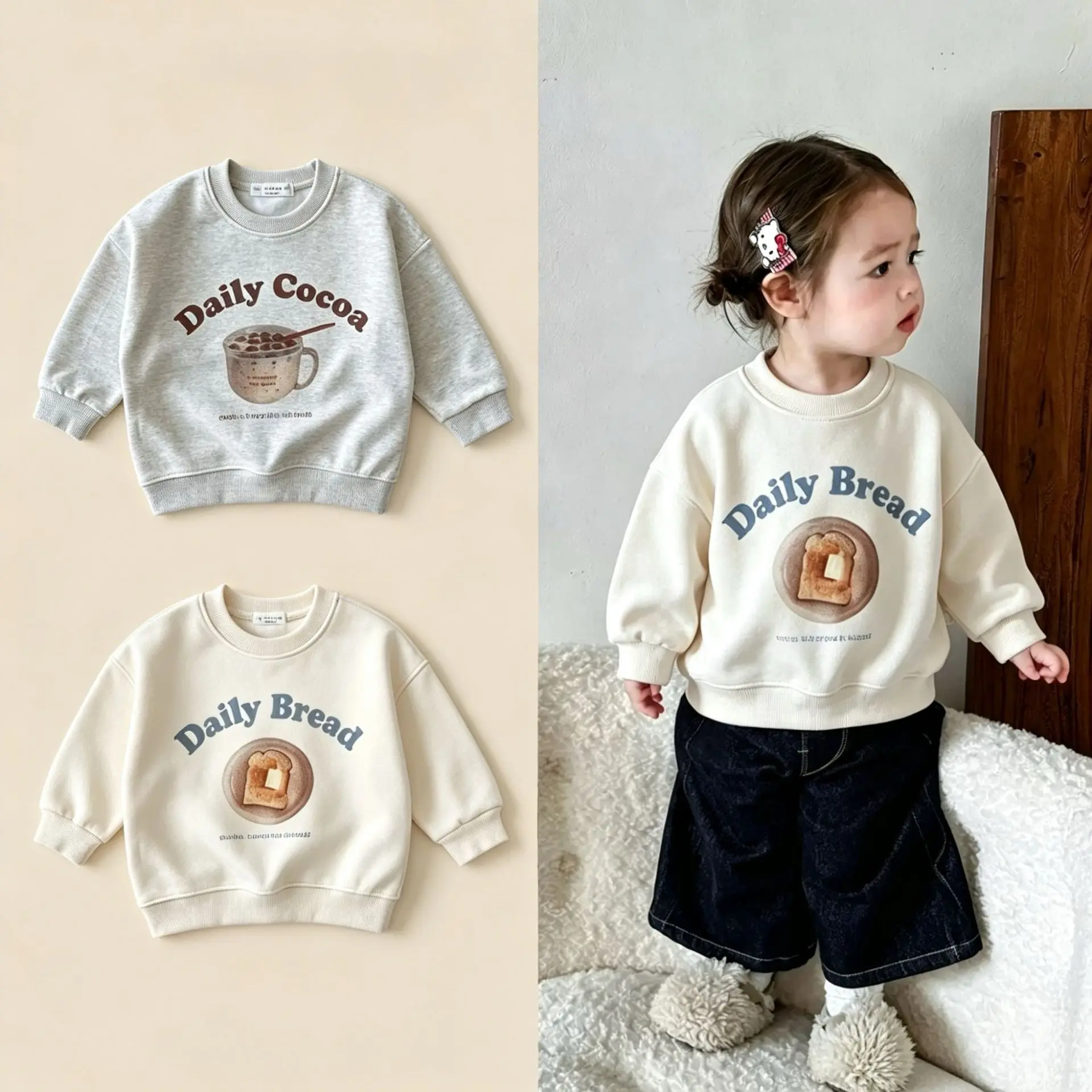 2026 Autumn New Baby Long Sleeve Sweatshirt Cotton Boys Girls Cartoon Letter Print Pullover Tops Infant Toddler Clothes