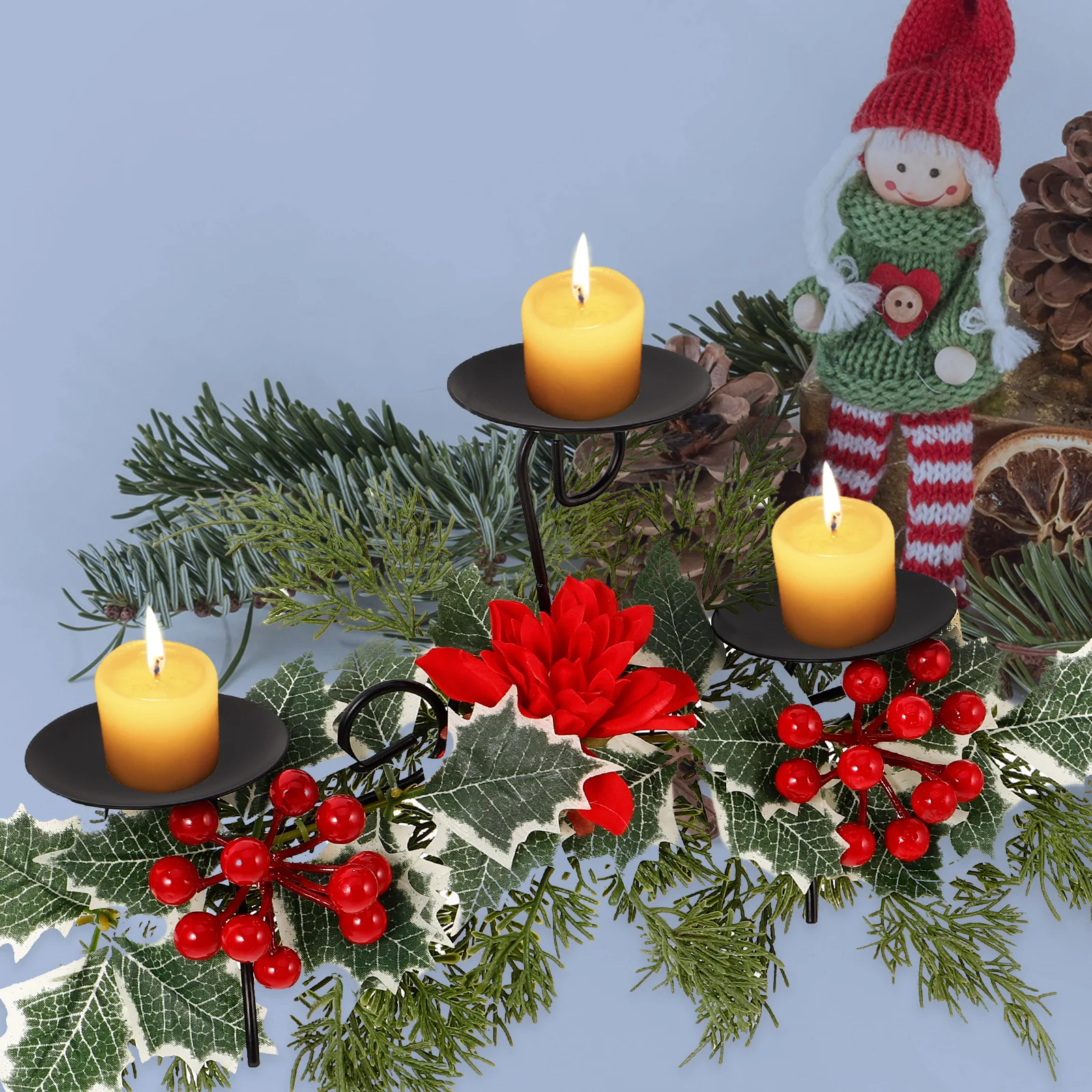 

Christmas Candlestick Decoration Holder Ornaments High Quality Desktop Adornment Pvc Man