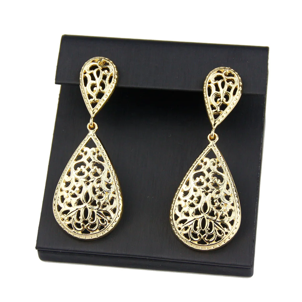 Sunspicems Morocco Golden Drop Earring for Women Hollow Arabesque Arab Earring Ethnic Wedding Court Jewelry Gift image 5