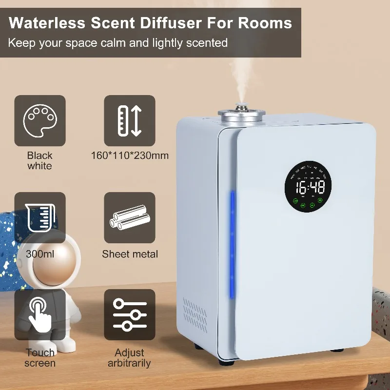 Airo OEM ODM Metal Wall-Mountable 300ML Auto-Shut-Off Timer Waterless Aroma Diffusers APP Controlled for Home Hotels US Electric