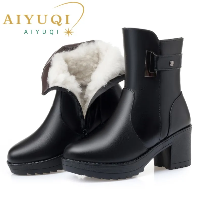 

AIYUQI Snow Boots Women Genuine Leather 2025 New Natural Wool Women Ankle Boots Large Size Non Slip Platform Women Warm Boots