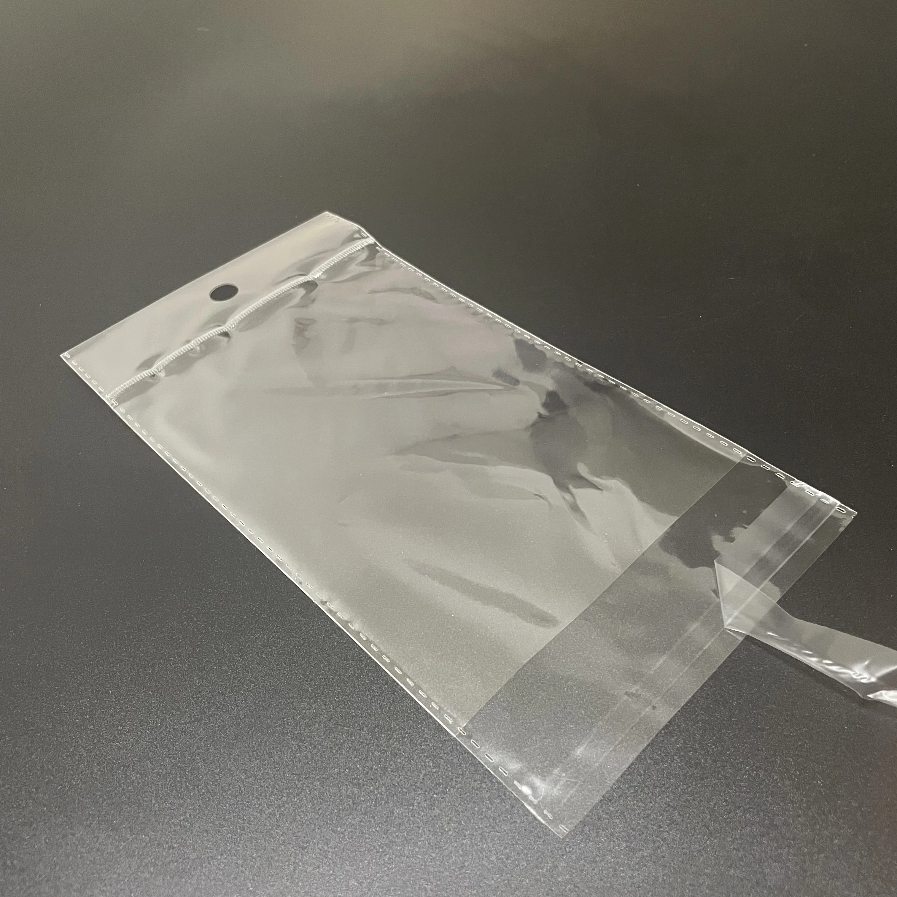 100PCS  clear self adhesive seal Hair Extension plastic girf bag Long size Hair wig packaging plastic bag with hanger