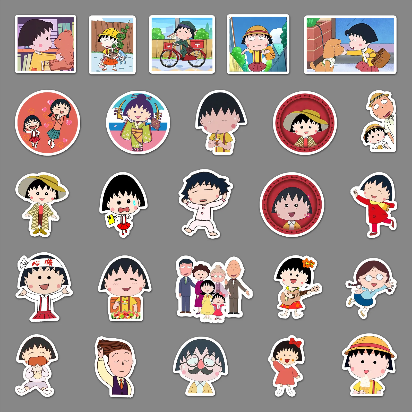 50pcs Cute Chibi Maruko-chan Cartoon Graffiti Sticker DIY Suitcase Skateboard Refrigerator Notebook Waterproof Sticker