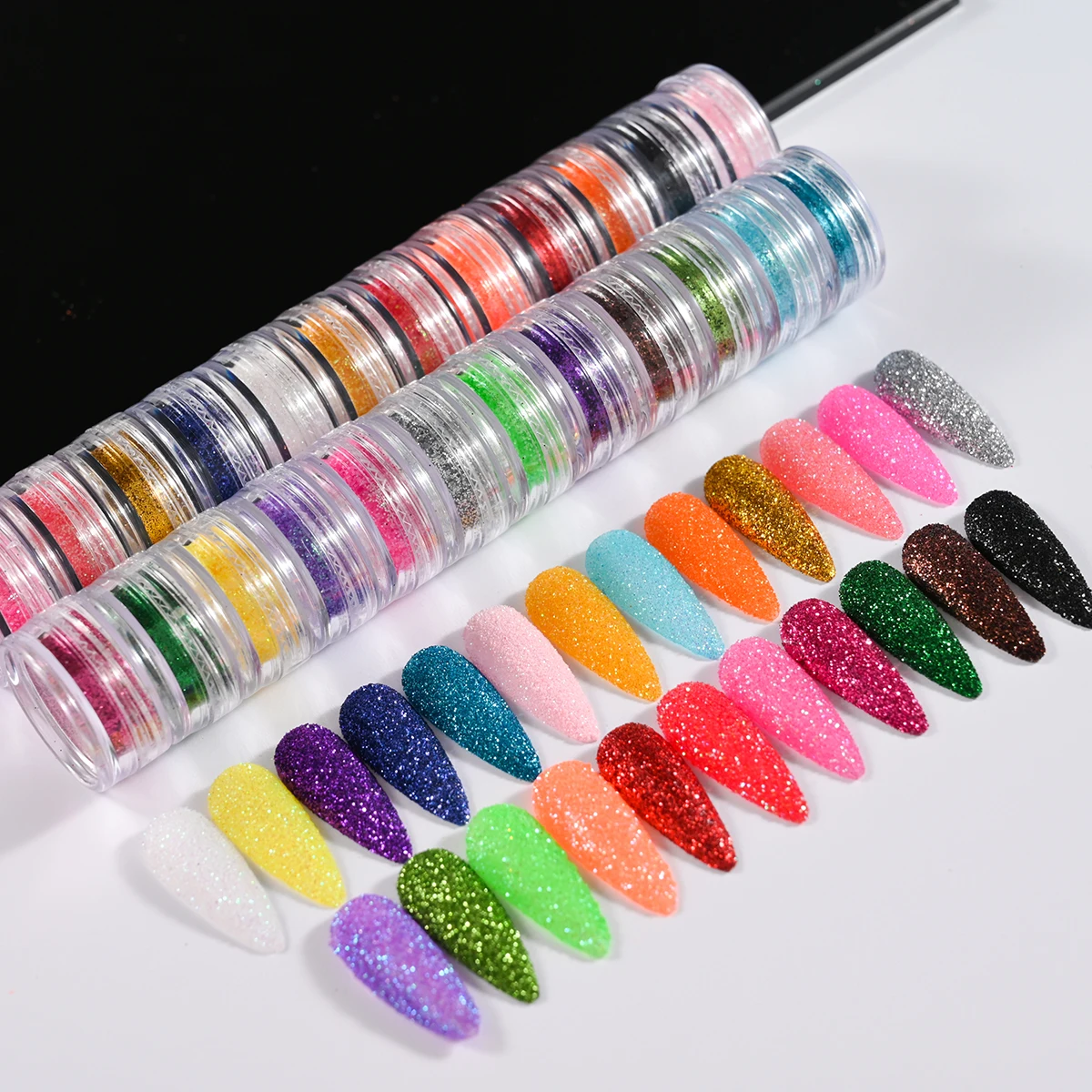 24 Stks/set Holografische Fijne Suiker Nagel Poeder Sprankelende Diamant Chroom Pigment Stof Voor Gel Polish Glitter Manicure Accessoires