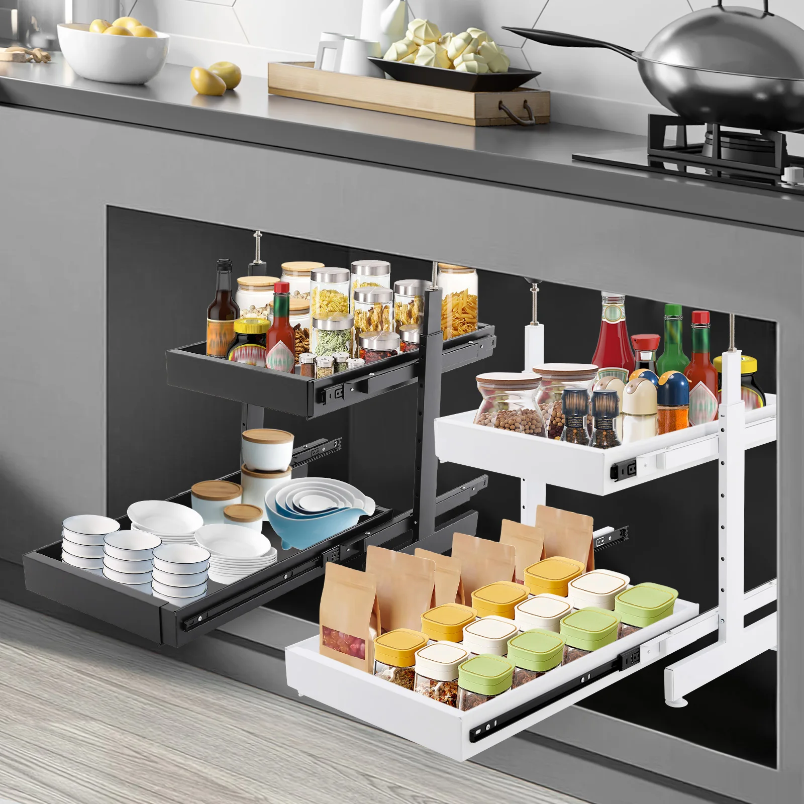 

Expandable Pull-out Cabinet Organizer Pull Out Drawers for Cabinets Slide Out Cabinet Organizer