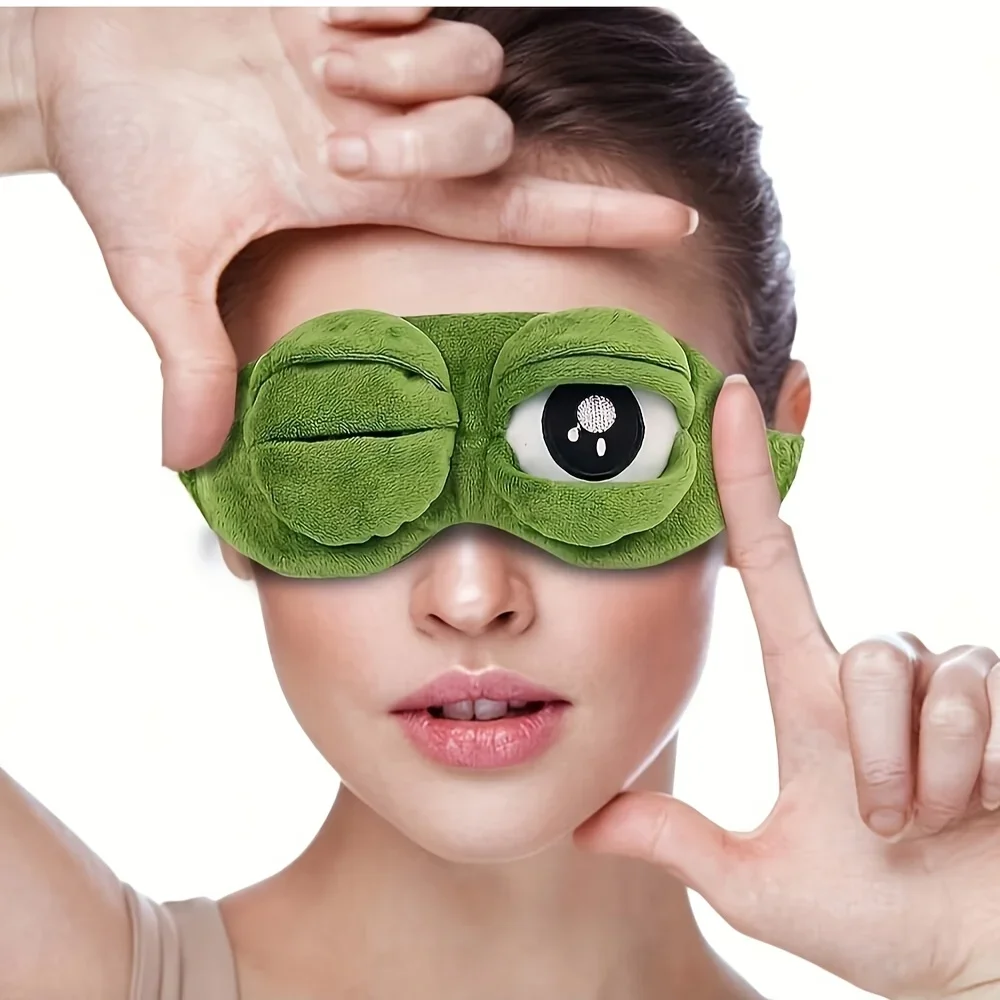 

Sad Frog Sleep Mask Eyeshade Plush Eye Cover Travel Relax Gift Blindfold Cute Patches Cartoon Sleeping Mask for Kid Adult