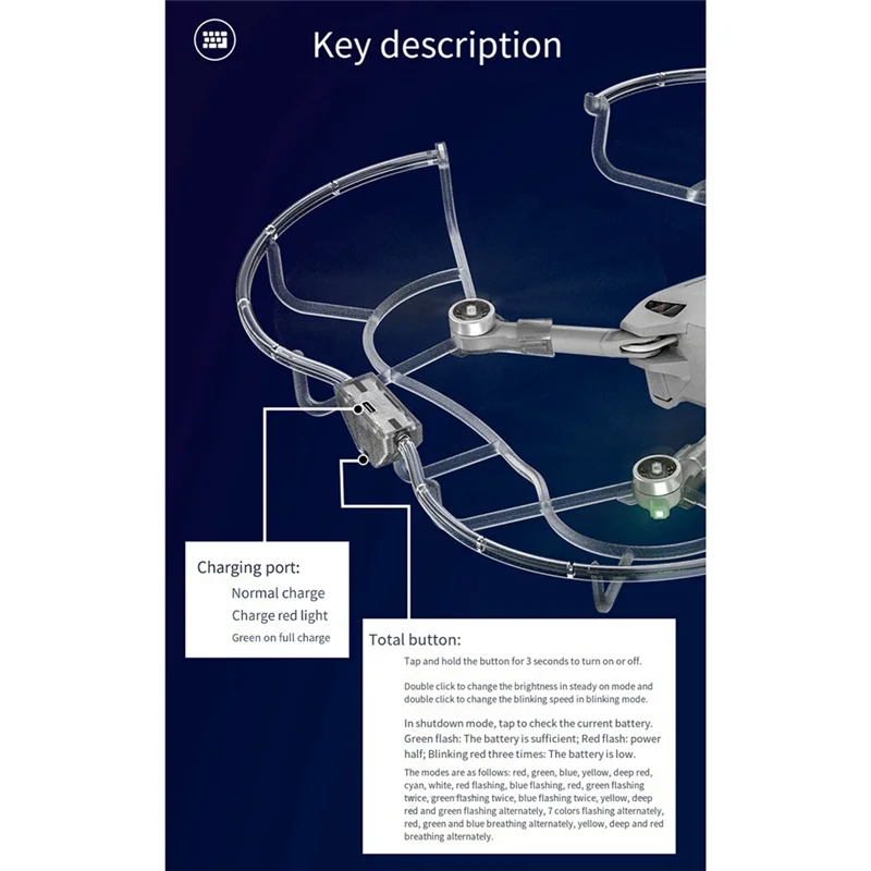 B68C For DJI Drone Mini3/3Pro Illuminated Paddle Protector Multi-Functional Convenient Bumper Ring Accessories