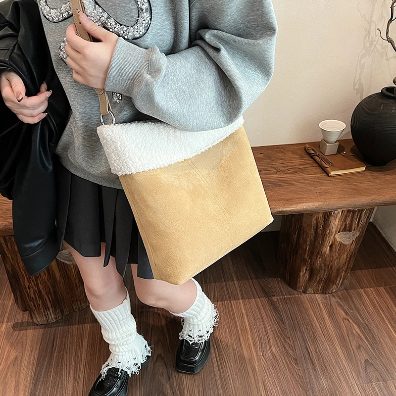 Женская замшевая сумка через плечо с внутренним карманом, сумка через плечо с регулируемым ремешком, сумка-портфель для работы, путешествий