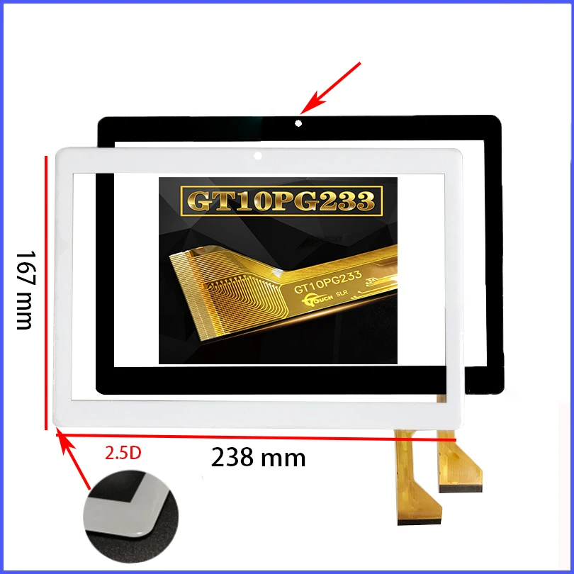 New 2.5D P/N GT10PG233 SLR GT10PG234 SLR 10.1inch Compatible Capacitive Touch Screen Panel Size 237x167 mm 238*167 mm