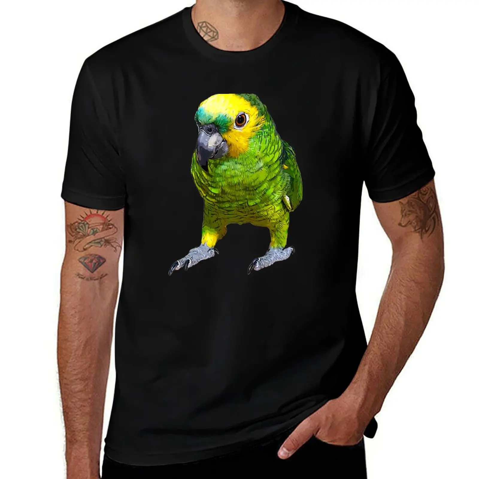 Blue Fronted Amazon Parrot Art T-Shirt custom t shirt shirts graphic graphic tee shirt Men's t-shirts