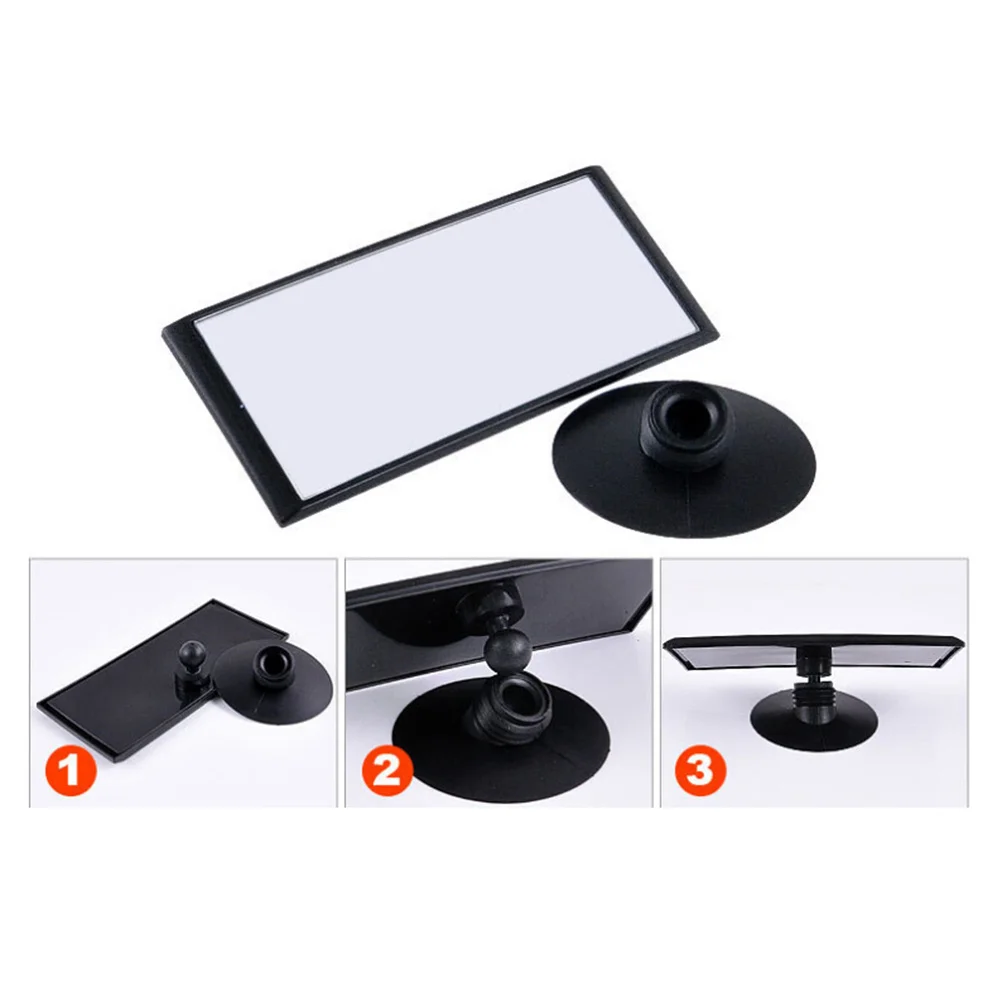 

145 Rearview Mirror Suction Cup Plastic High Definition Flat Interior Wide Angle Adjustable 360 Degree Rotatable Removable